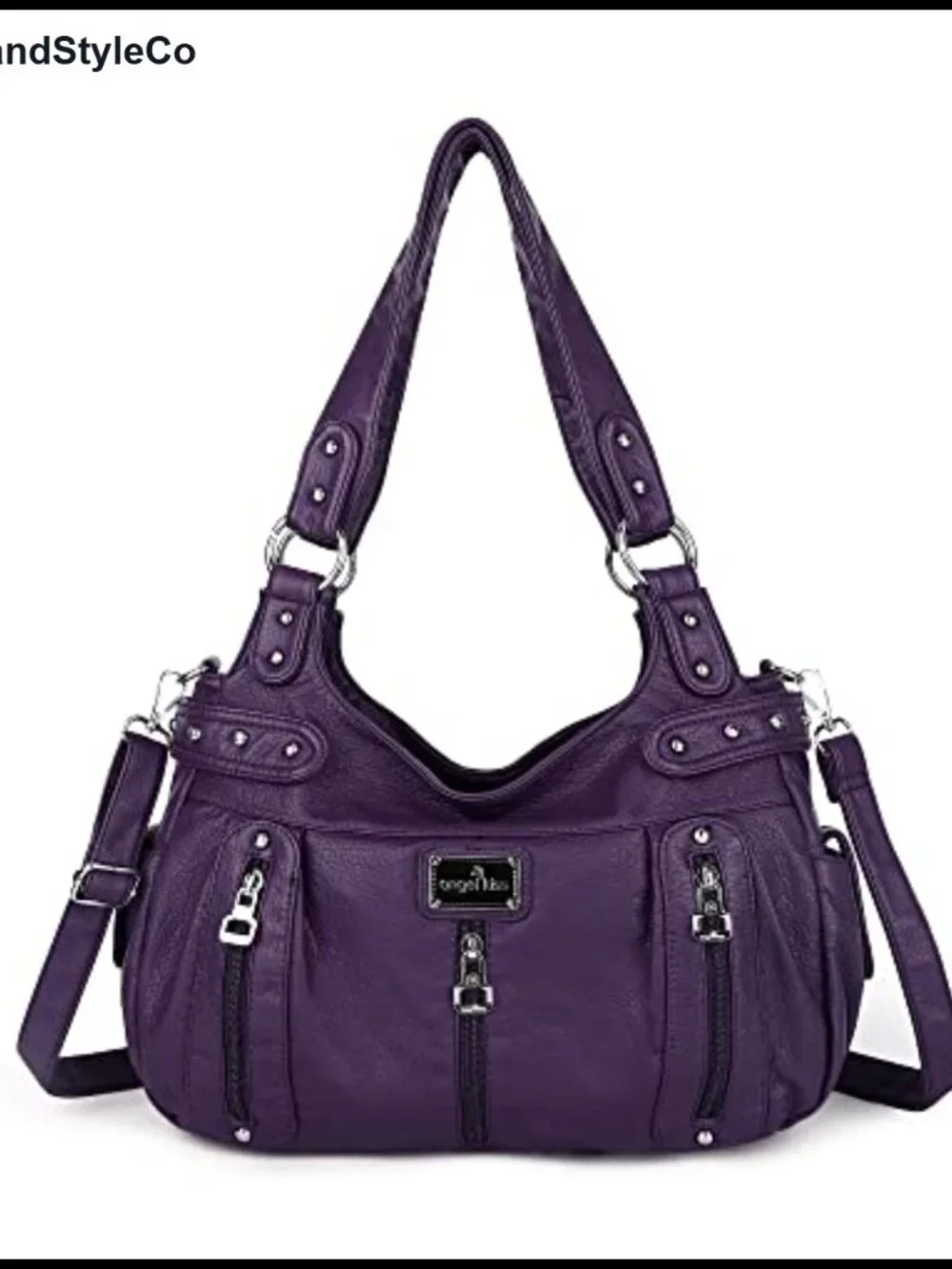 Washed Faux Leather Crossbody Hobo Satchel Shoulder Handbag Purse